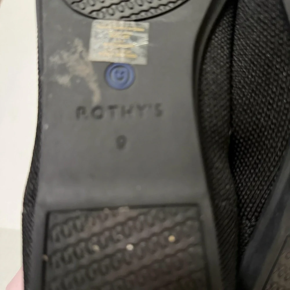 Rothys The Flat Ballet Flat Shoes Womens Size 9 Black Knit Slip On Comfort